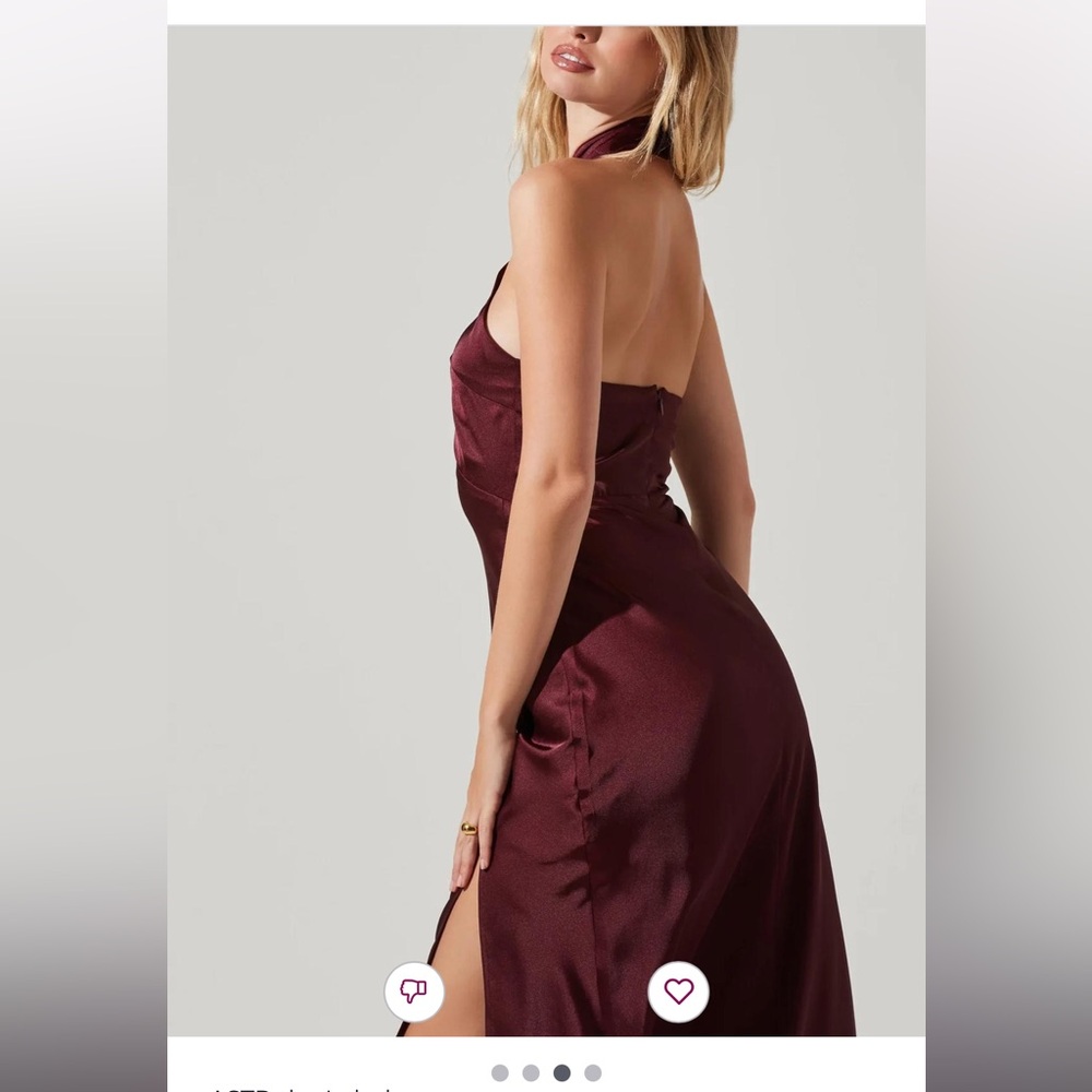 Astr The Label Marissa Satin Halter Neck Midi Dress in Deep Wine NEW Size Large - Picture 6 of 12